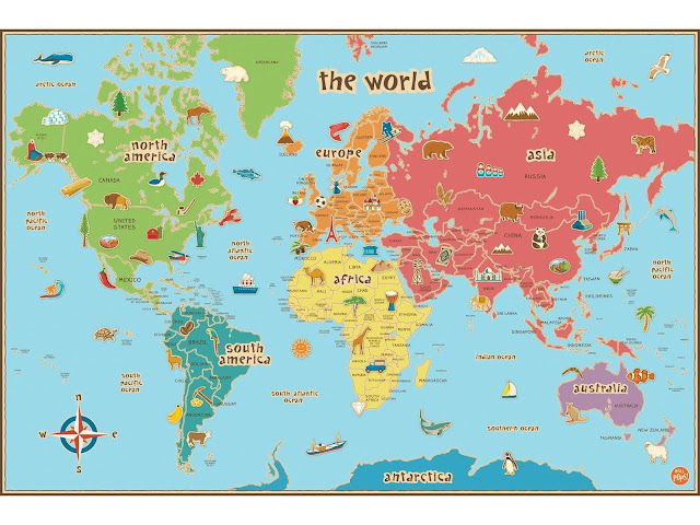 world map for kids printable
