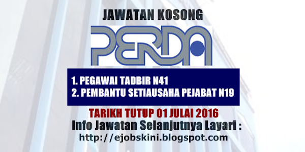 Jawatan Kosong Lembaga Kemajuan Wilayah Pulau Pinang (PERDA) - 01 Julai 2016
