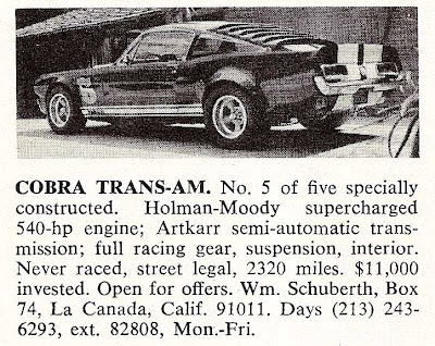 Cobra Trans Am looks like it's a 1967 Shelby GT 350