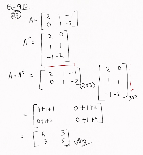 Class 10 Selina ex 9C question 27 matrix question Ankit Sarawgi