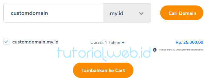 Tambahkan Domain ke Cart