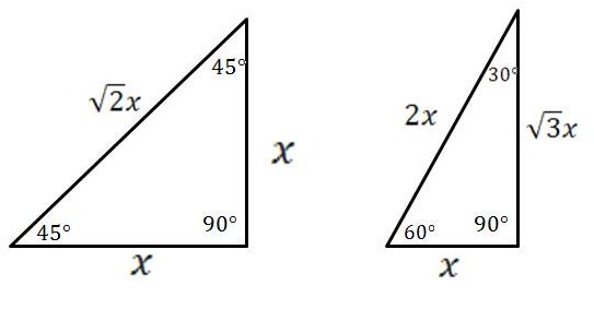 Mathcounts Notes Special Right Triangles 30 60 90 And 45 45 90 Degrees Right Triangles
