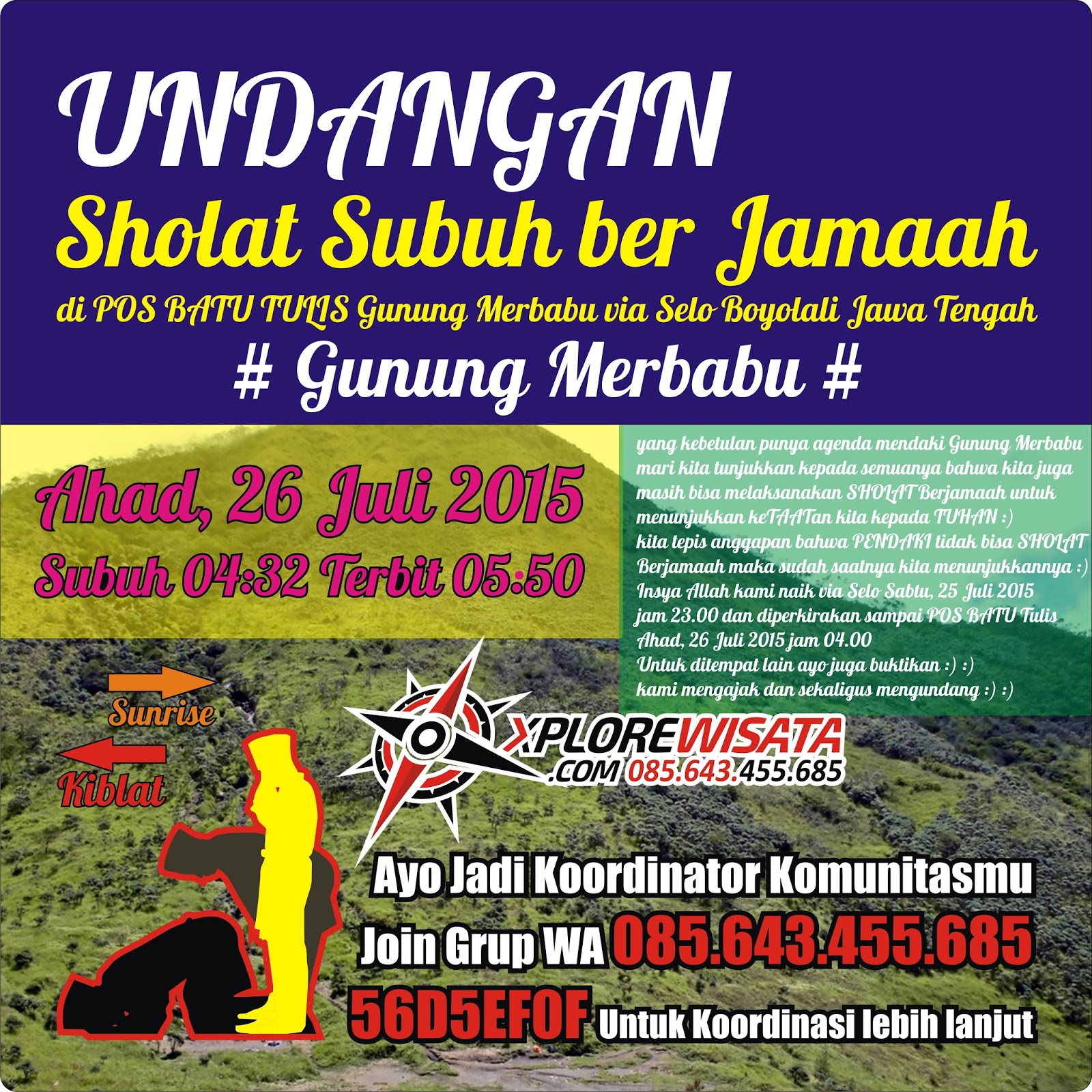 UNDANGAN Sholat Jamaah Subuh Di Gunung Bantu Share Porter