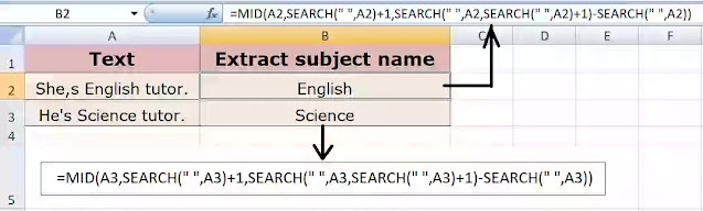 excel MID Function with SEARCH in hindi