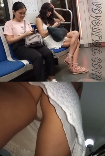 Upskirts N 3373-3387 (Upskirt voyeur videos with girls teasing with their butts on the escalator)