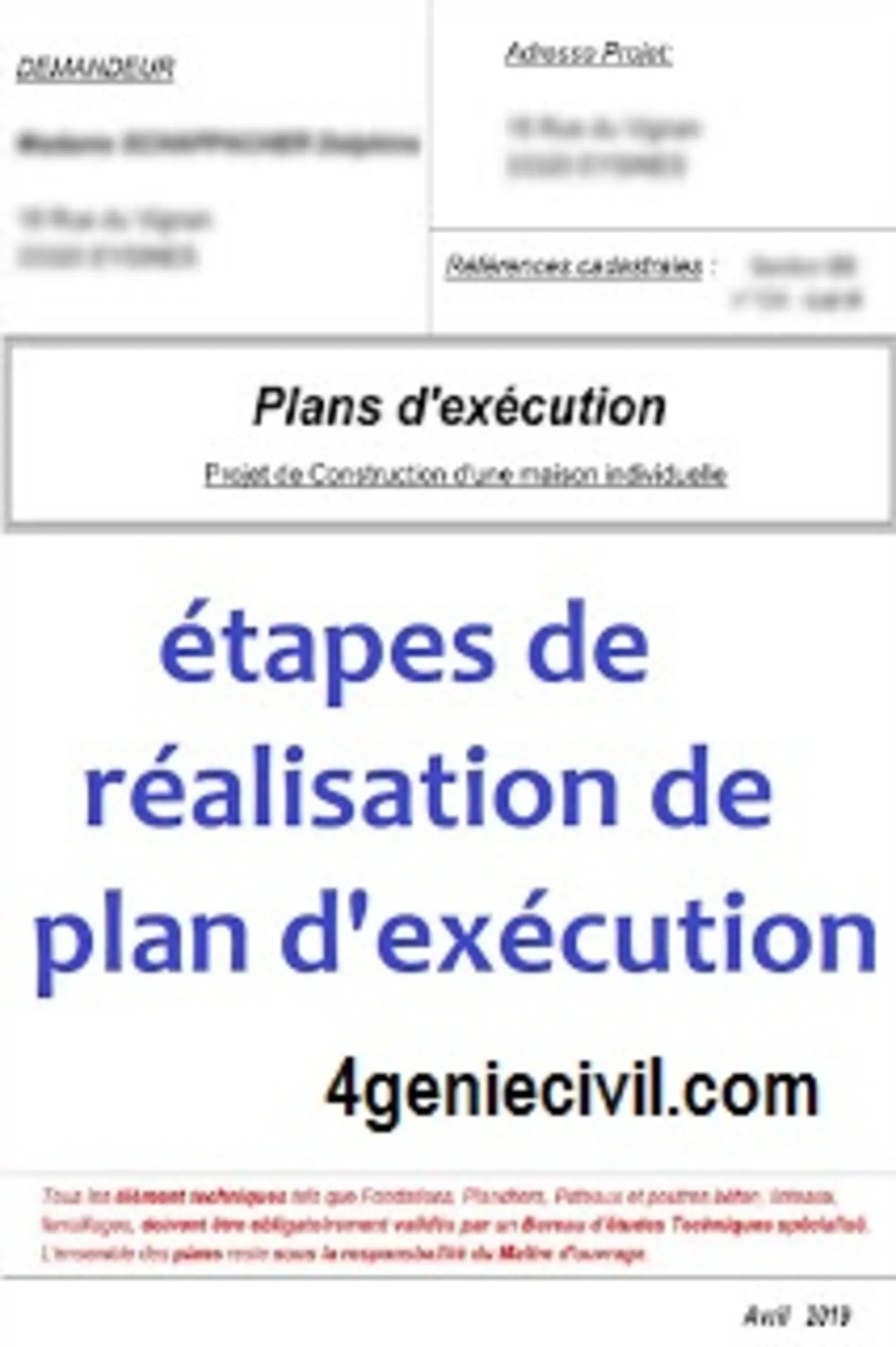 les étapes de réalisation de plan d'exécution