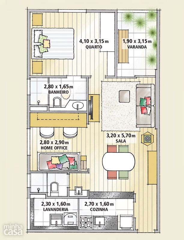 plantas de casas com 4 quartos e varanda - Casa com Varanda e 3 Quartos Cód 91 Plantas de casas 