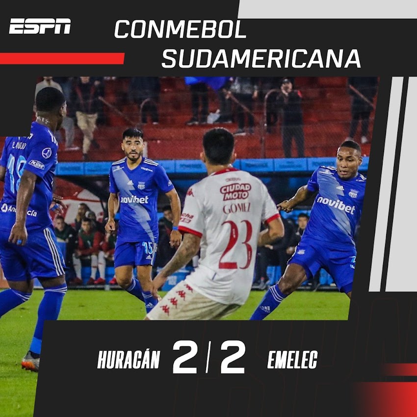 Emelec empata de visita 2-2 con Huracán por Copa Sudamericana 
