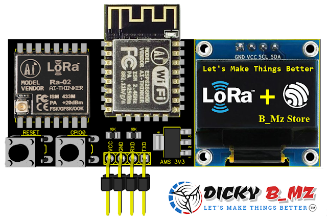 Komunikasi LORA RA-02 menggunakan ESP8266 (Lora Gateway) dengan Display LCD OLED