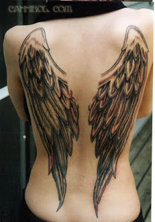Tatto Angel Wing In LowerBack 