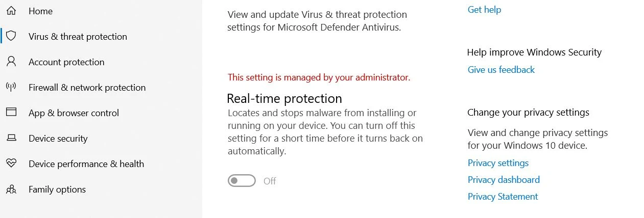 قم بغلق real-time protection