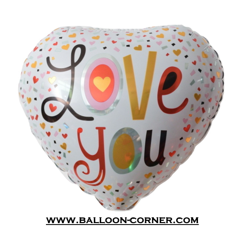 Balon Foil Hati Motif Confetti Love