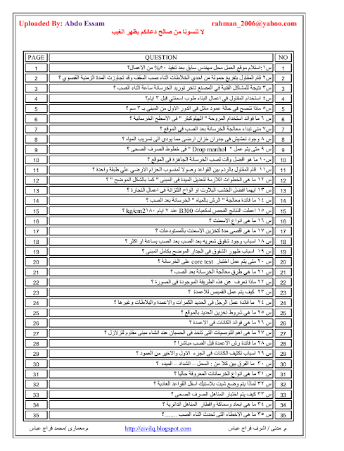 pdf 1500  سؤال فى الهندسة المدنية والهندسة المعمارية