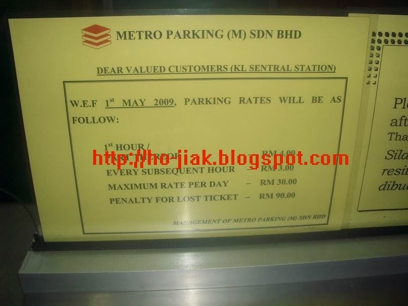 Parking Rate in Kuala Lumpur: KL Sentral Parking Rate
