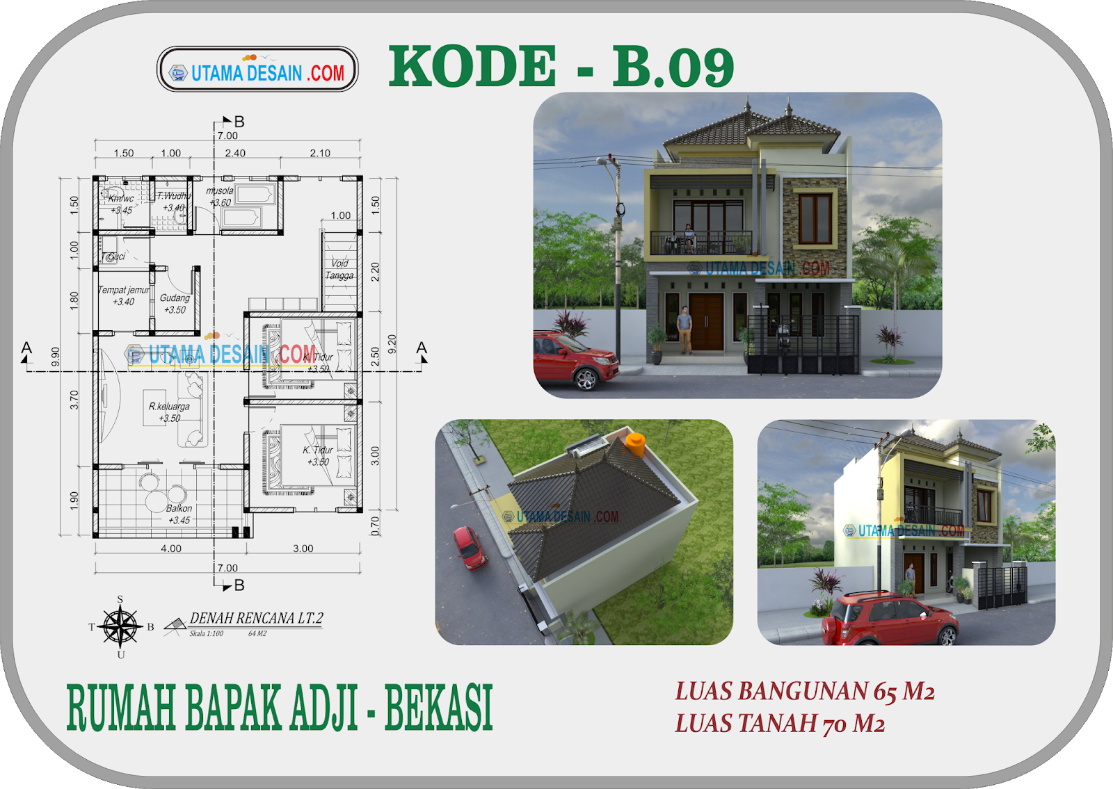 Kode B09 Desain Rumah Minimalis 2 Lantai Bapak Adji Di Bekasi