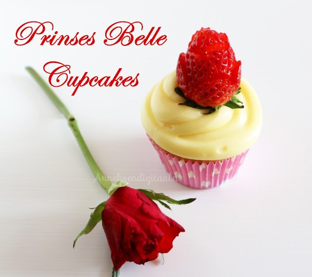 prinses belle traktatie cupcakes, belle traktatie, belle cupcakes, cupcakes belle en het beest, beauty en het beest traktatie, belle en het beest feestje