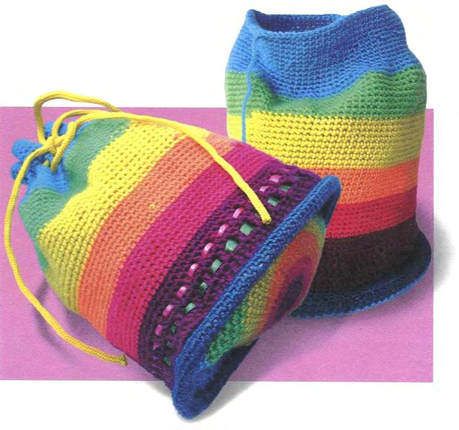 Cylindrical Rainbow Bag - crochet tutorial