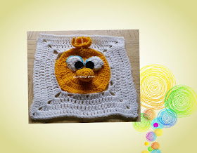 full photo of the cute little Big Bird 9" square by sweet nothings crochet