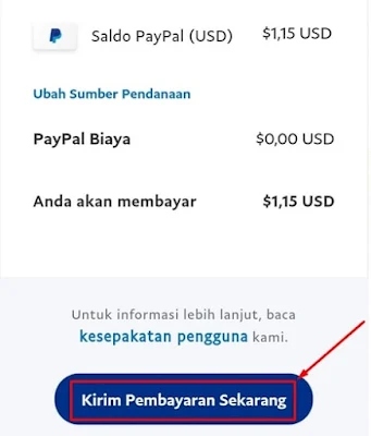 Rincian Pembayaran Akun Paypal