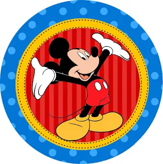 Mickey en Azul y Rojo: Wrappers y Toppers para Cupcakes para Imprimir Gratis. 