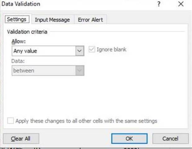 Data Validation in Microsoft Excel