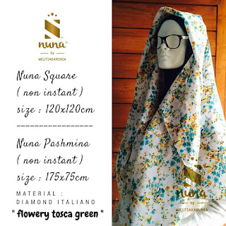 nuna pashmina dan square flowery tosca green
