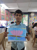 Harmony Arts Academy Drawing Classes Wednesday 03-July-19 Siddharth Ganesan 8 yrs Lotus Nature Drawing Oil Pastels, Paper SSDP - (04) - Fourth