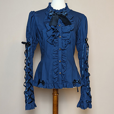 Metamorphose Lace Up Sleeve Blouse (Plus Size) (2022) Blue