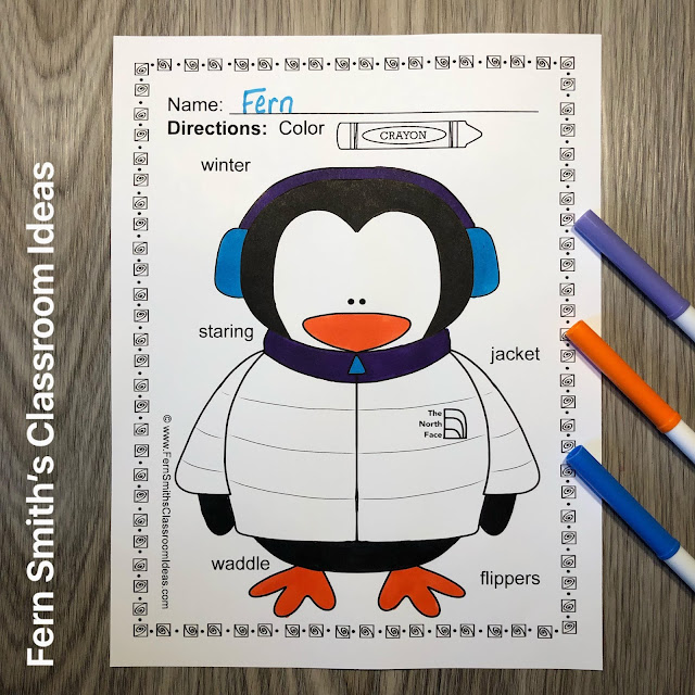 Click Here to Download This Winter Coloring Pages with Differentiated Seasonal Vocabulary and Winter Craftitivity Today for Your Classroom!