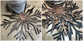 Mixed Media Techniques Tutorial by Sara Emily Barker for The Funkie Junkie Boutique https://frillyandfunkie.blogspot.com/2019/01/saturday-showcase-easy-mixed-media.html Tim Holtz Sizzix Alterations Ice Flake 5