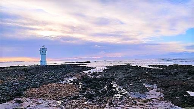 Akranes Iceland lighthouse on volcanic beach