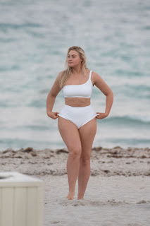 Iskra Lawrence White Bikini Photoshoot at Miami Beach