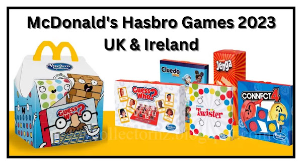 Hasbro Games McDonalds Toys 2023 UK happy meal Set of 5 including Jenga, Guess Who, Connect4, Twister and Cluedo