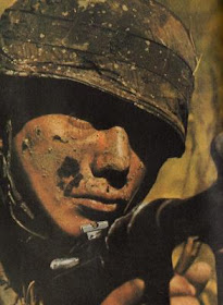 WW2 Close-up of german paratrooper with MP40