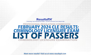 FULL RESULTS: FEBRUARY 2024 Criminology Licensure Exam (CLE) List of Passers