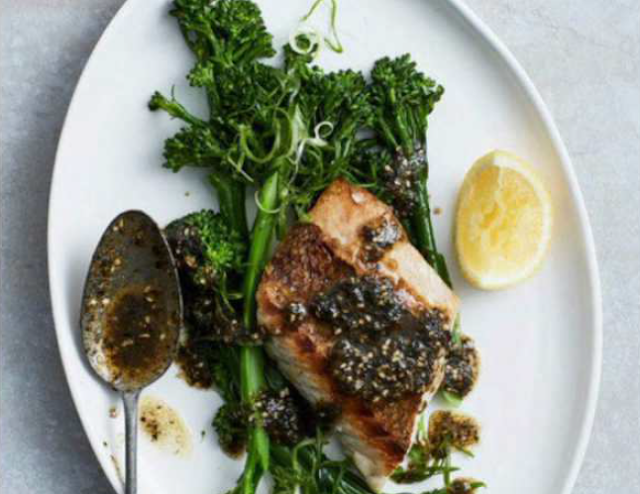 Snapper with broccolini and nori-miso butter