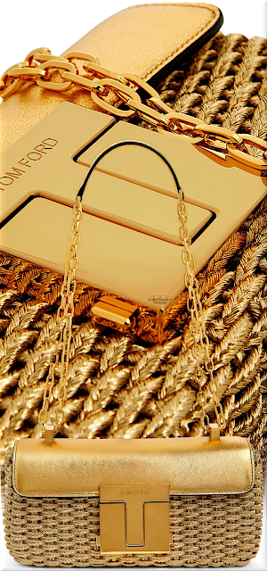 ♦Tom Ford golden medium shoulder bag #tomford #bags #gold #brilliantluxury