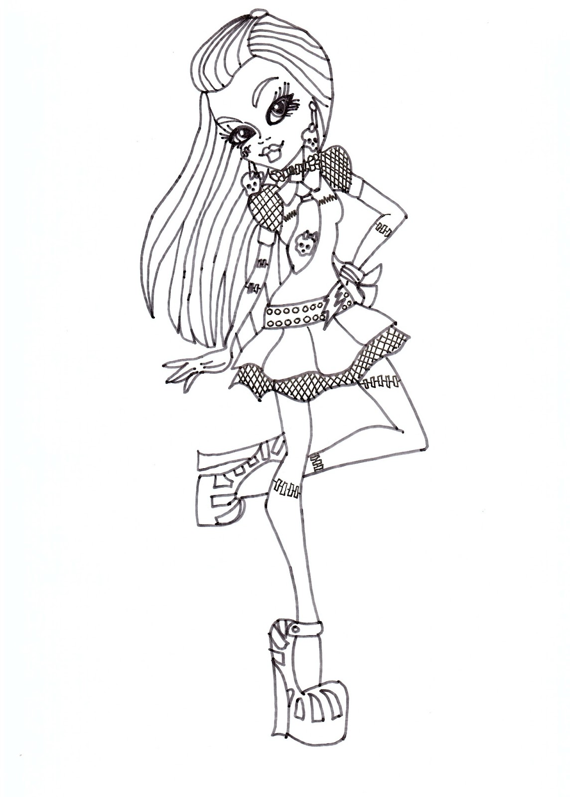 Download Free Printable Monster High Coloring Pages: Frankie Stein Coloring Sheet
