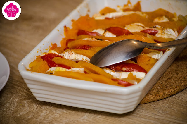 Tian de butternut, tomates, oignon et chèvre