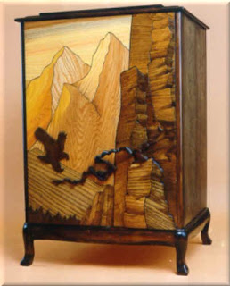 Intarsia woodworking Style Liquor Cabinet by J. Mifflin