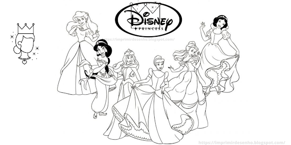 Imprimir 52 Desenhos Princesas da Disney para Colorir pdf.