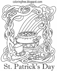 Saint Patrick's Day printables Celtic background Ireland colouring pictures for kid's Irish clipart