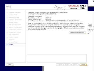 Successfully created database click close
