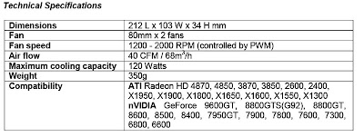 Arctic Cooling Accelero Twin Turbo VGA cooler technical specifications