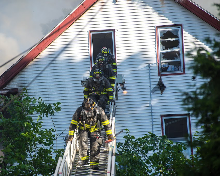 Fire at 15-17 Sherman Street in Portland, Maine USA. June 14, 2016. Photo by Corey Templeton.