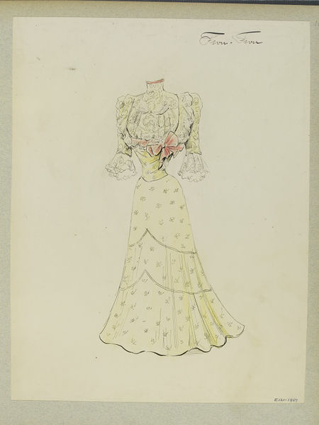 1898 Paquin lace blouse ensemble sketch from V&A collection