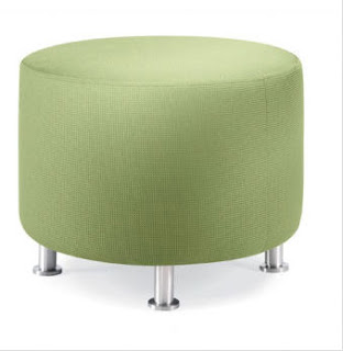green upholstered ottomans