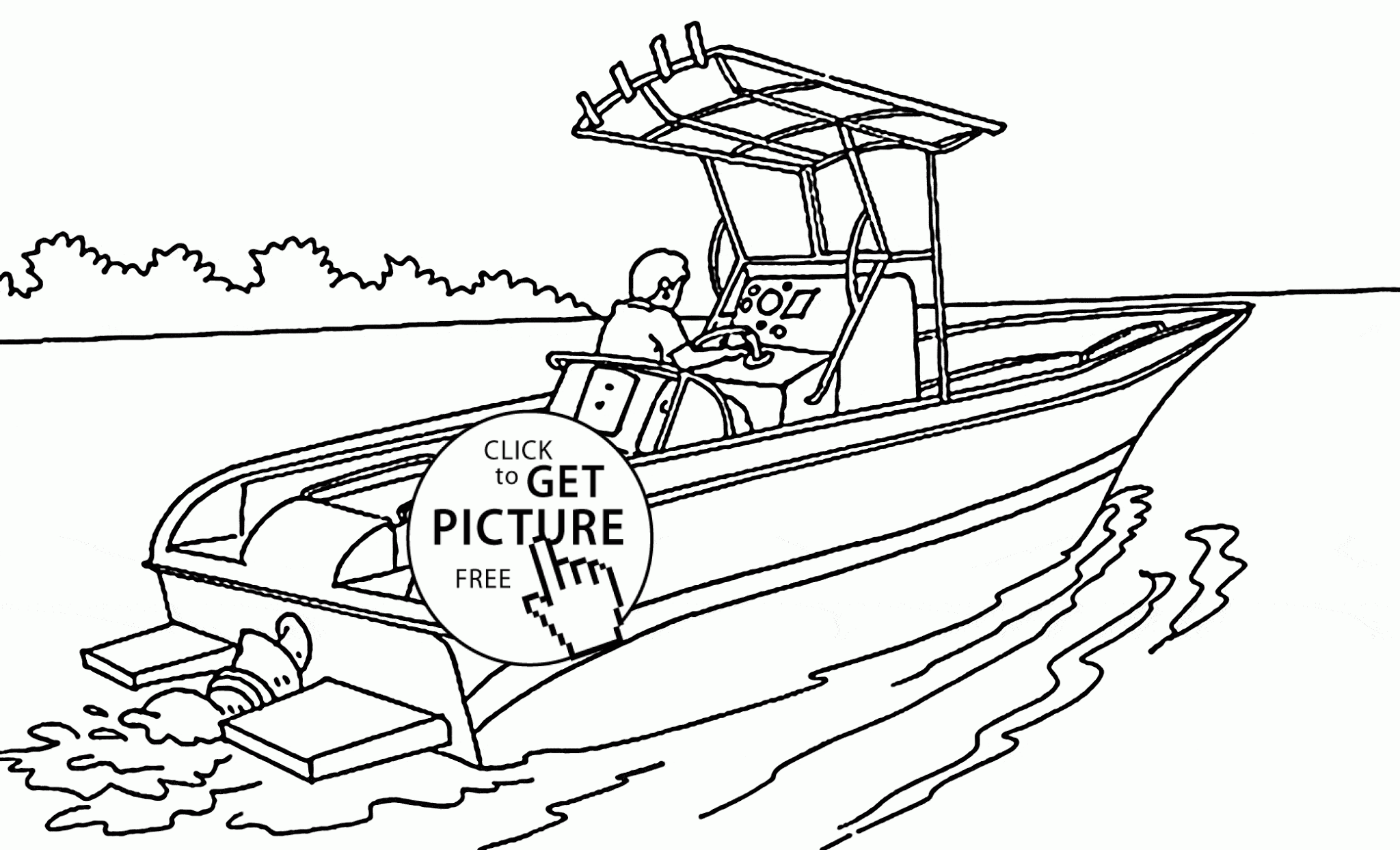 Real Speed Boat Coloring Page For Kids