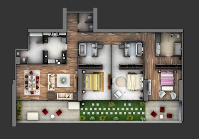 3D House Plans Three Badroom 03