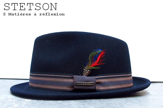 Chapeau feutre de laine bleu marine Stetson